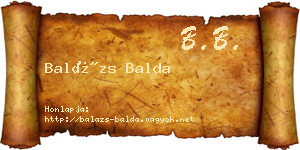 Balázs Balda névjegykártya